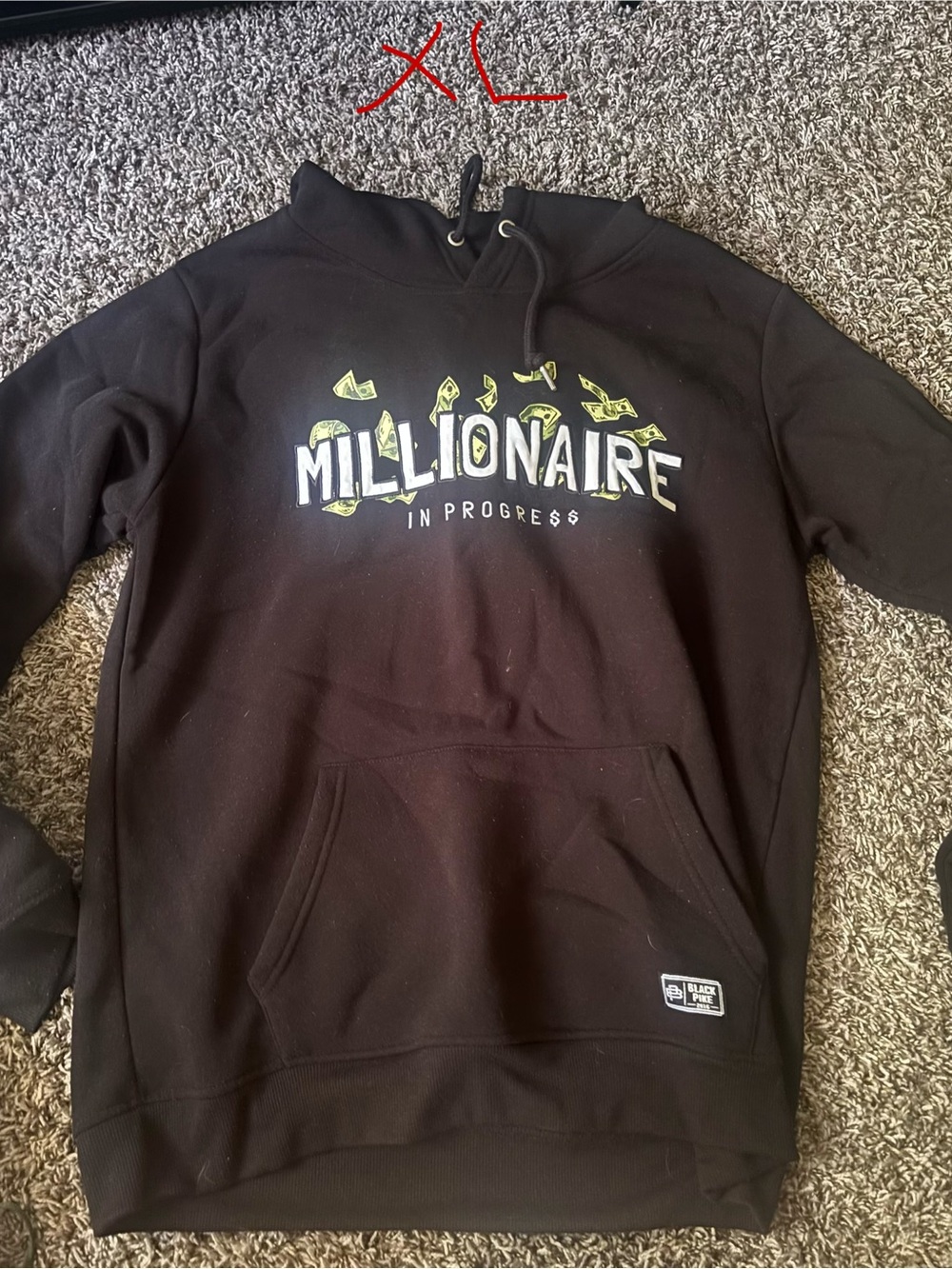 Millionaire In Progress Black Graphic Hoodie